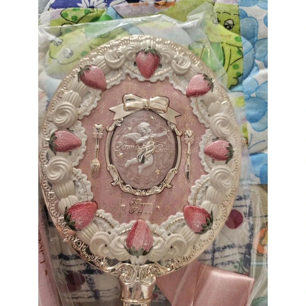 Brand New Flower Knows Strawberry Cupid Hand Mirror Milky Pink Kawaii With Box‎